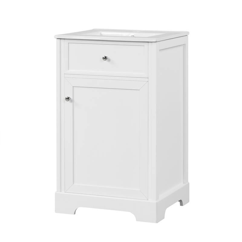 Freestanding Bathroom Vanity with Single Sink, Painted Finish, and Adjustable Shelf, 20"x18"x34" - 20in L