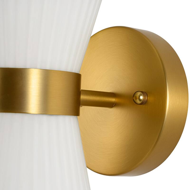 2-Light Hourglass Ribbed Glass Up & Down Wall Lamp Ambient Lighting