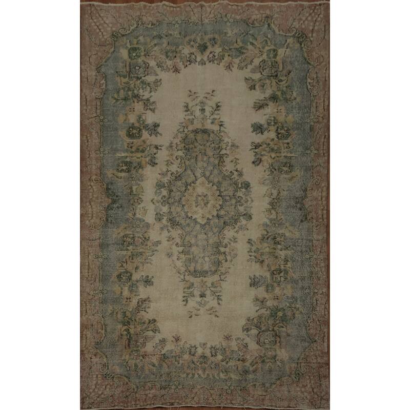 Hand Knotted Oriental 100% Wool Carpet Transitional Floral Beige & Ivories Anatolian Area Rug - 9' 11'' X 5' 8''