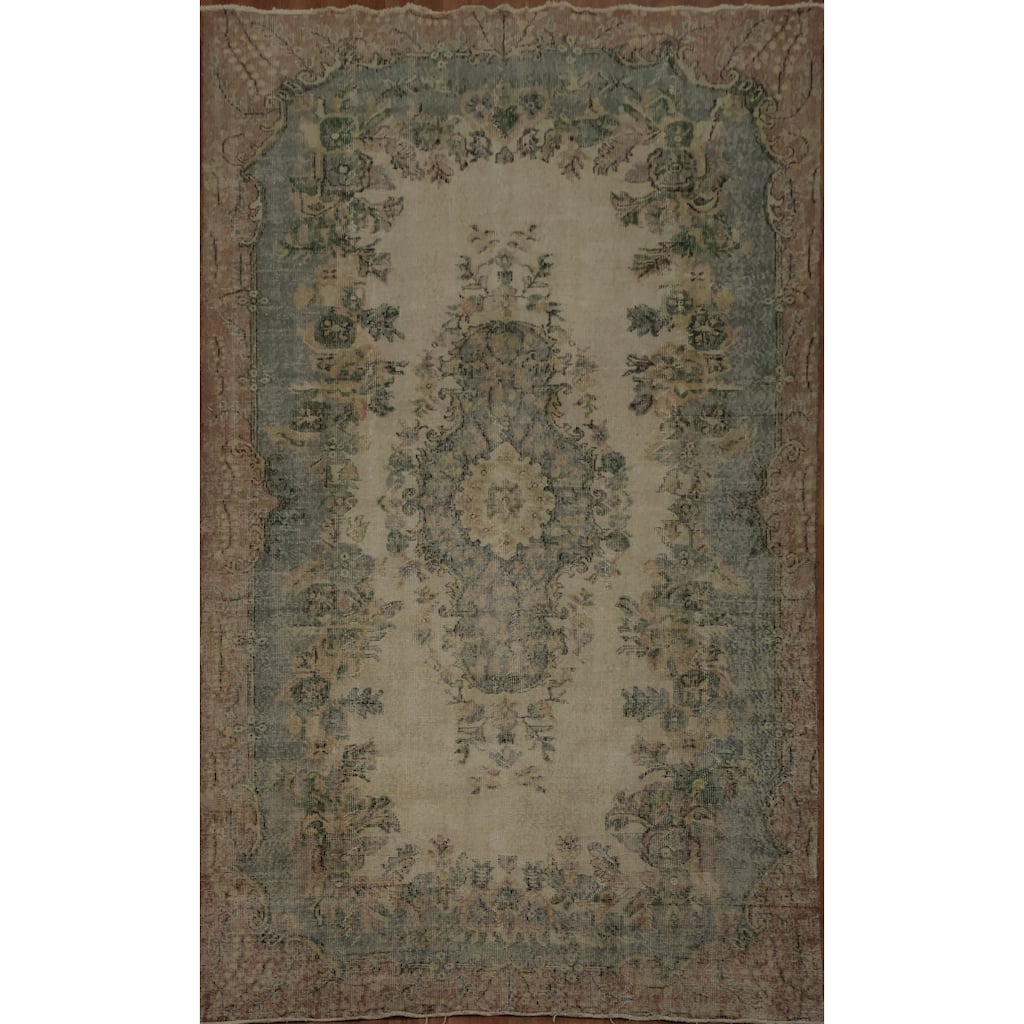 Hand Knotted Oriental 100% Wool Carpet Transitional Floral Beige & Ivories Anatolian Area Rug - 9' 11'' X 5' 8''