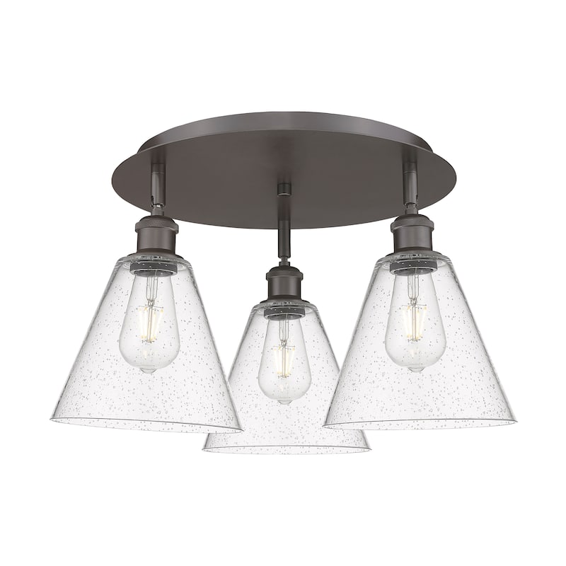 Innovations Lighting Berkshire - 3 Light 20" Flush Mount - Oil Rubbed Bronze/Seedy