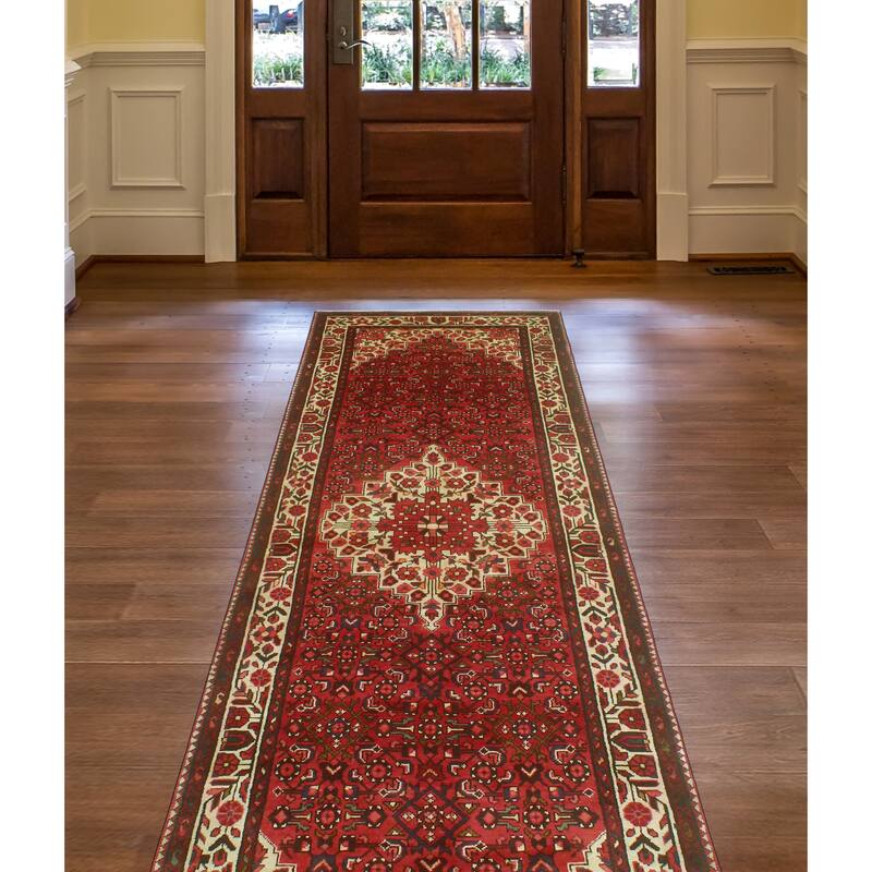 Fine Vintage Distressed Duncan Rust/Ivory Runner - 3'9" x 11'2"