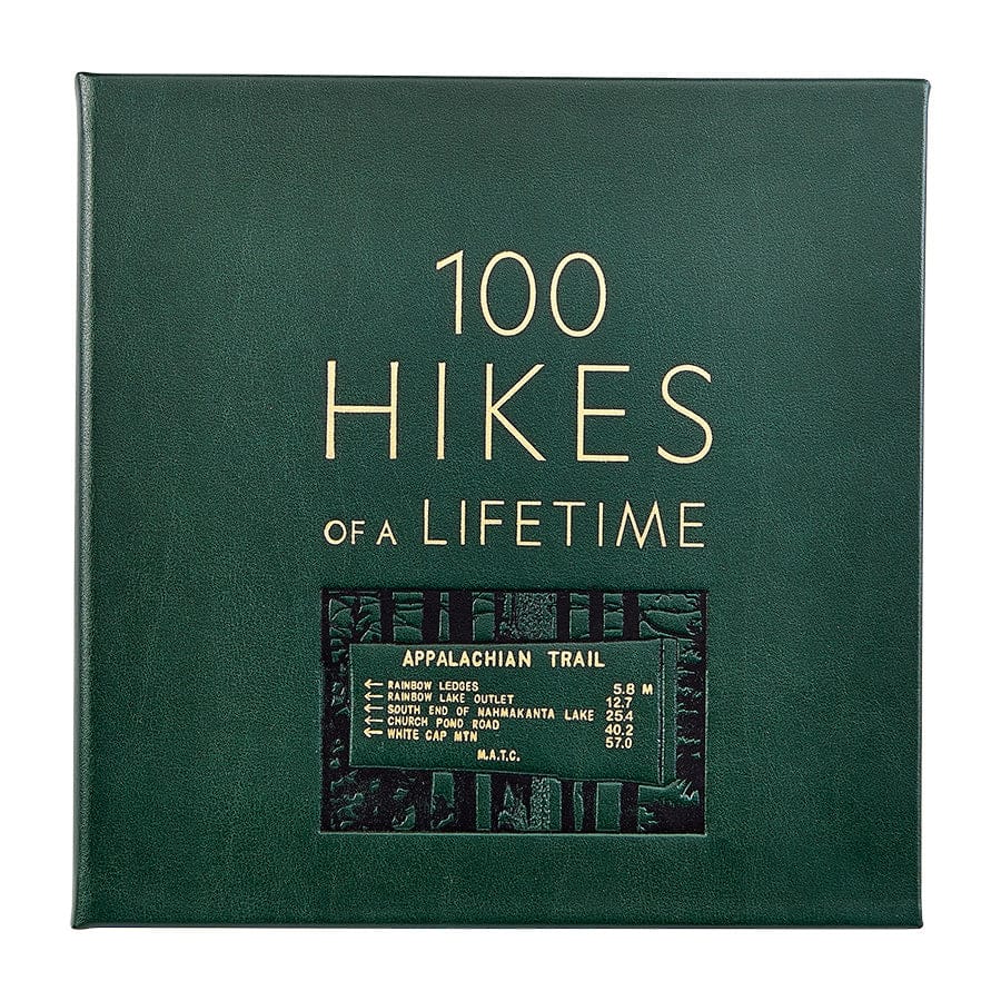 Graphic Image 100 Hikes of a Lifetime Coffee Table Book, Leather, Green - 1SFA