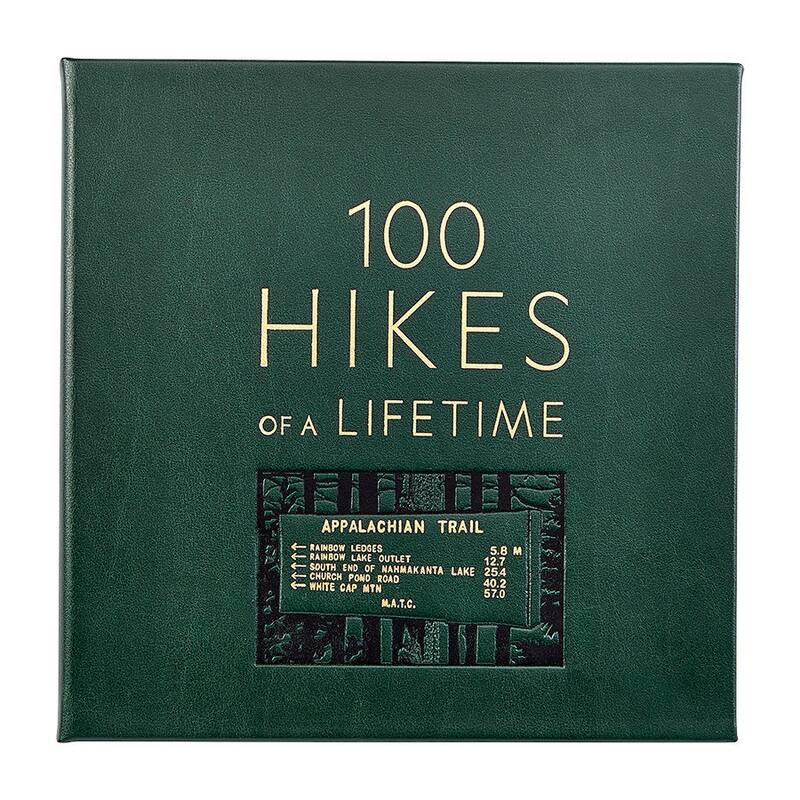 Graphic Image 100 Hikes of a Lifetime Coffee Table Book, Leather, Green - 1SFA