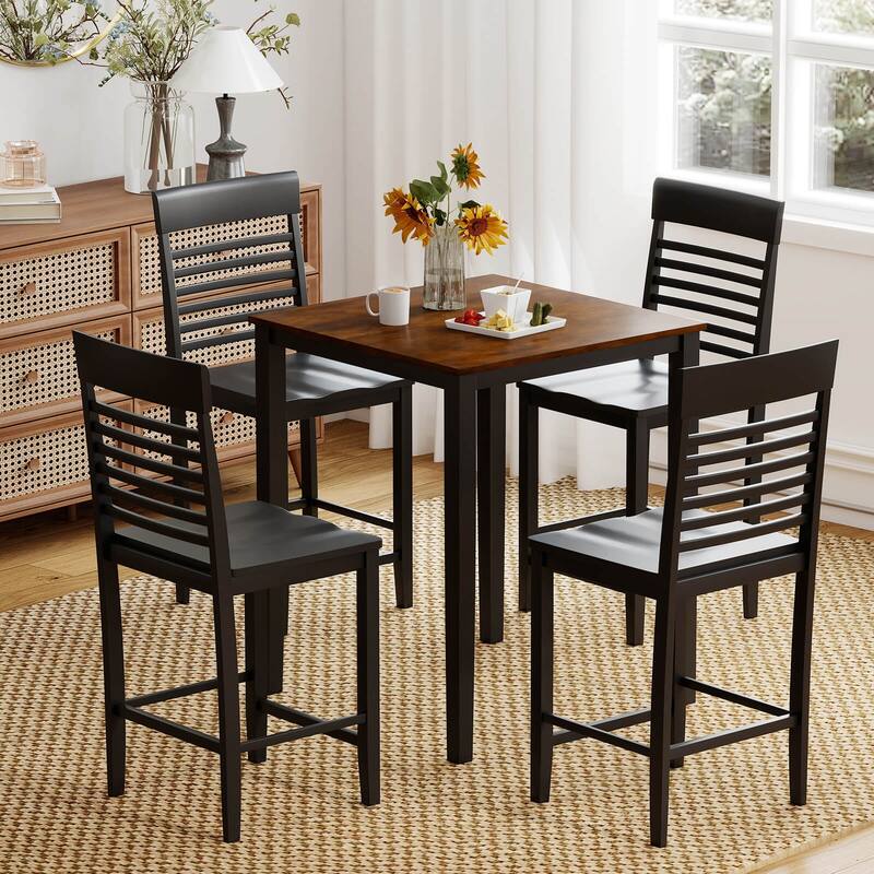 Costway Counter-Height Dining Chair Set of 2/4 with Footrests Solid - See Details