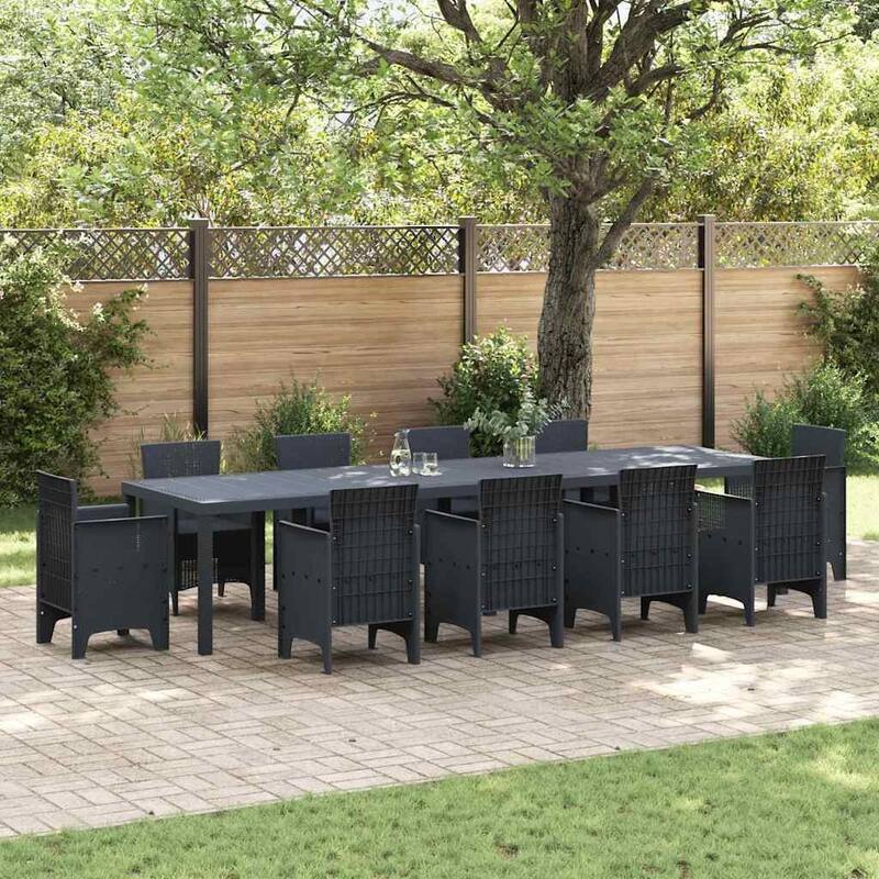 vidaXL Garden Table Anthracite/Brown poly rattan - Anthracite 137.8"