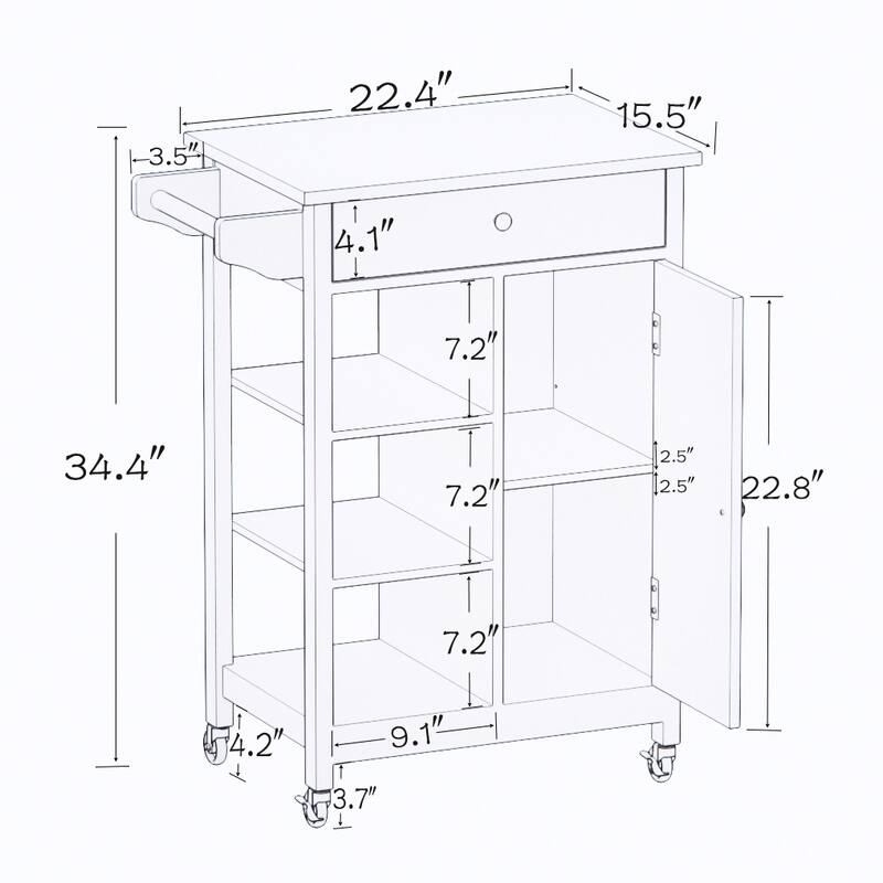 MM Kitchen island rolling trolley cart