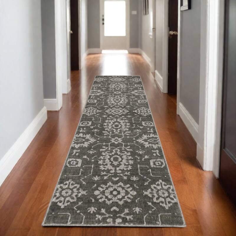 HomeRoots Oriental Traditional Rectangle Area Rug - 90.55 in. x 26.77 in.  x 0.39 in.