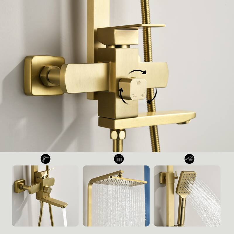 46"H 3-Function Stainless Steel Wall-Mounted Shower System