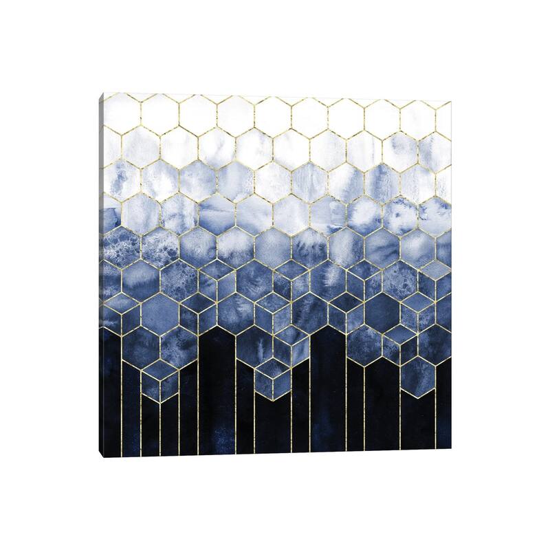 iCanvas "Geometric Cubes Modern Navy Blue and Gold Abstract Watercolor" by Nature Magick Canvas Print