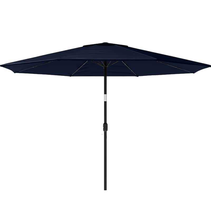 Patio Umbrella with Lights - 10 ft Outdoor Sun Shade Canopy with 32 Solar LEDs by Pure Garden (Navy Blue)