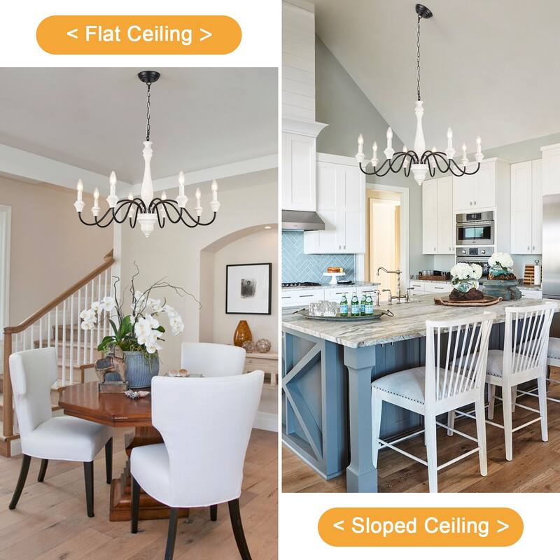 8-Light Farmhouse Candle Style Chandelier for Dining Room Living Room Bedroom Kitchen - W31.49"x H20.66"