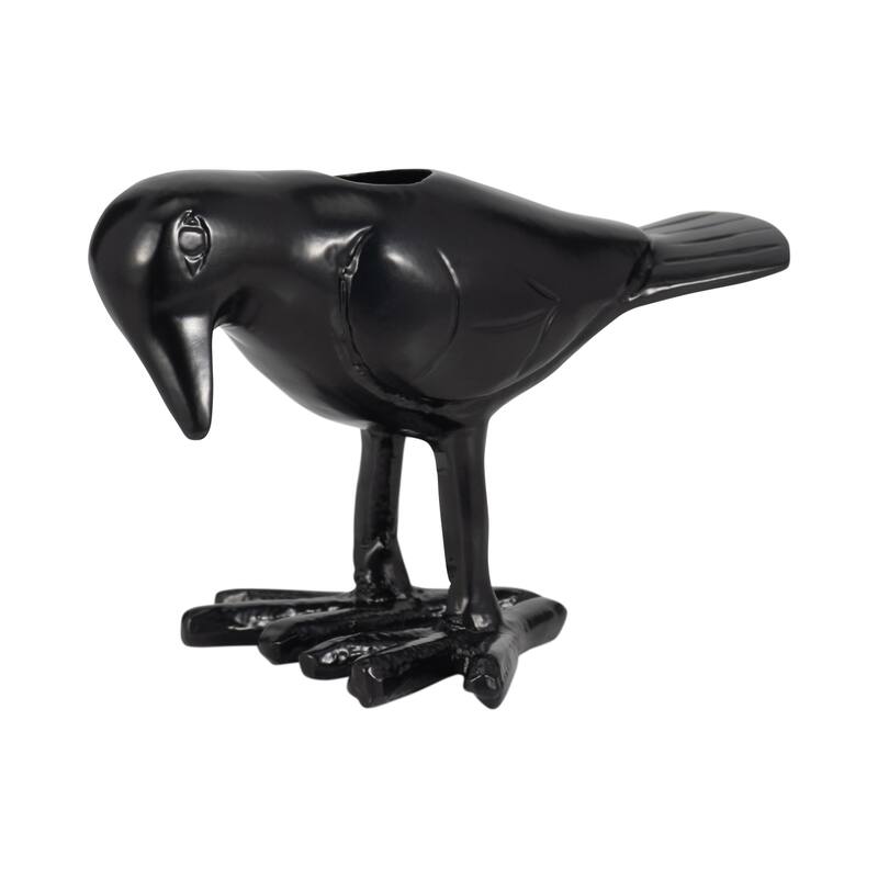 Aluminum Crow-Shaped Taper Candle Holder - Black, 4 in. - 6.0"
