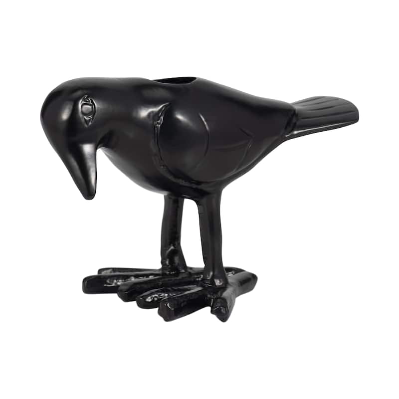 Sagebrook Home's 6-Inch Black Crow Taper Candle Holder - Elegant Aluminum Decor for Cozy Ambiance - 6" x 4" x 4"