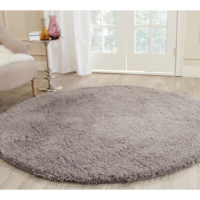 SAFAVIEH Handmade Classic Shag Nakhshun Rug - 4' x 4' Round - Grey