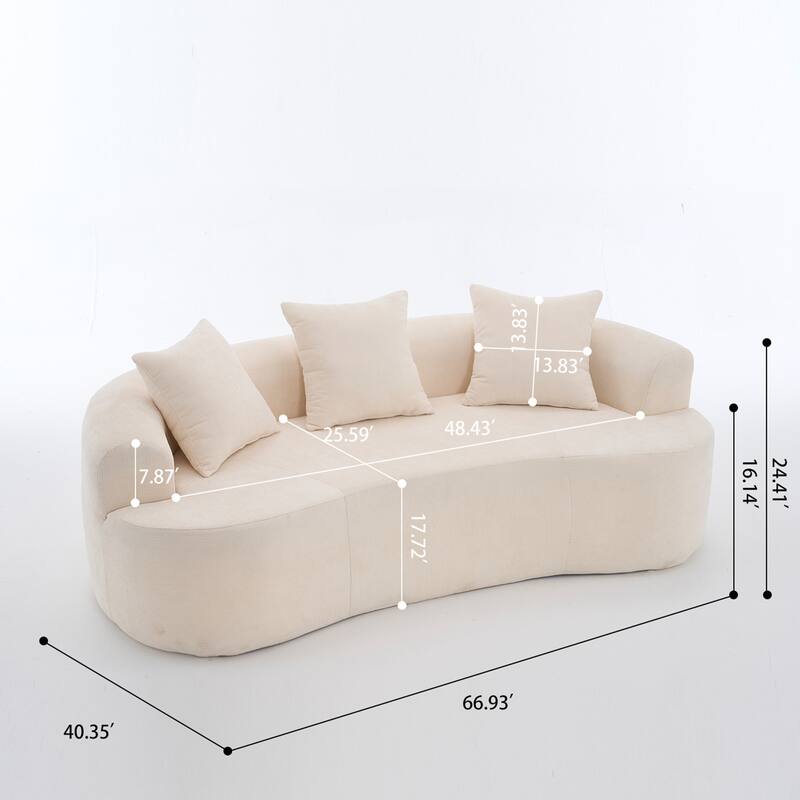 GDFStudio - Crescent-Shaped 67" Chenille Sofa with Self-Inflating Foam and Modular Design