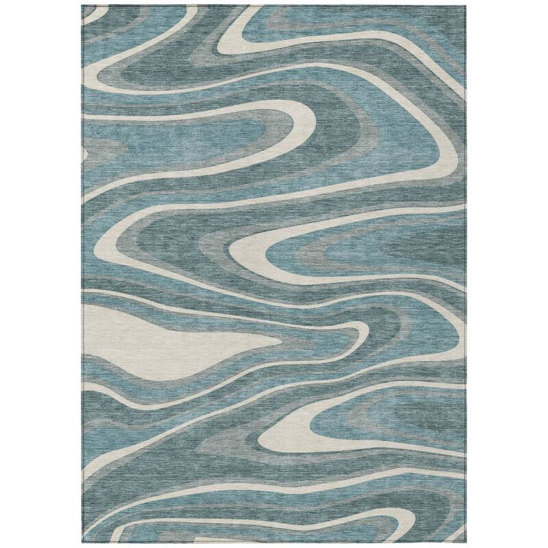 Machine Washable Indoor/ Outdoor Abstract Busey Chantille Rug