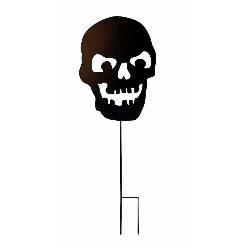 24" Metal Halloween Black Skull Garden Stake, Set of 2