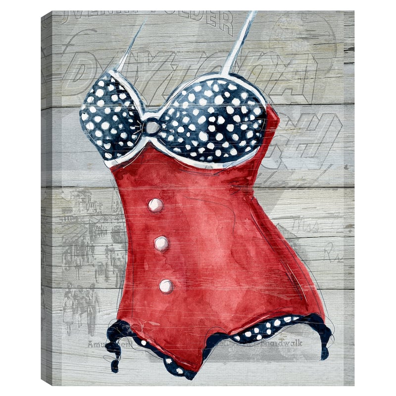 Vintage Swimwear II on Wood by Carol Robinson Canvas Art Print