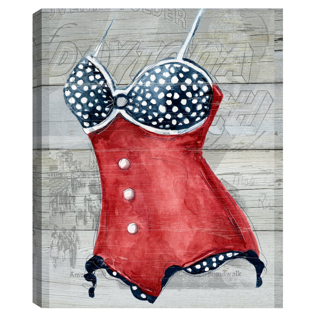 Vintage Swimwear II on Wood by Carol Robinson Canvas Art Print