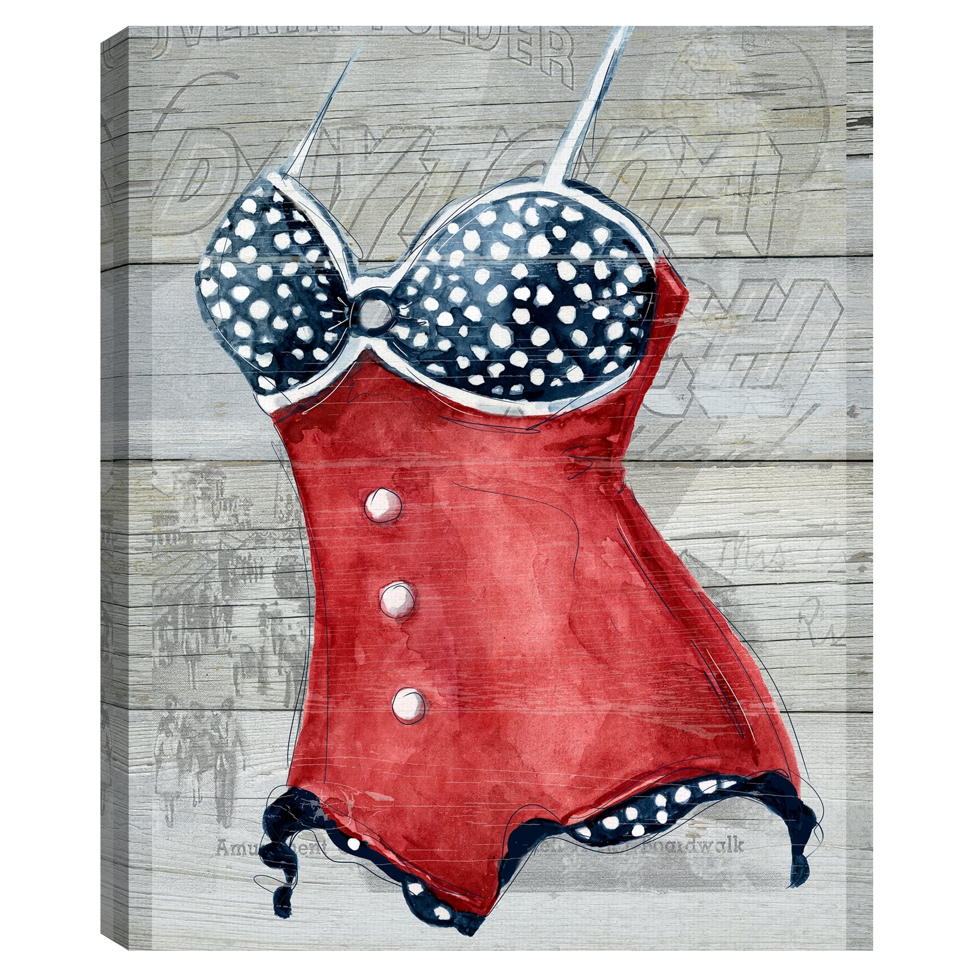 Vintage Swimwear II on Wood by Carol Robinson Canvas Art Print