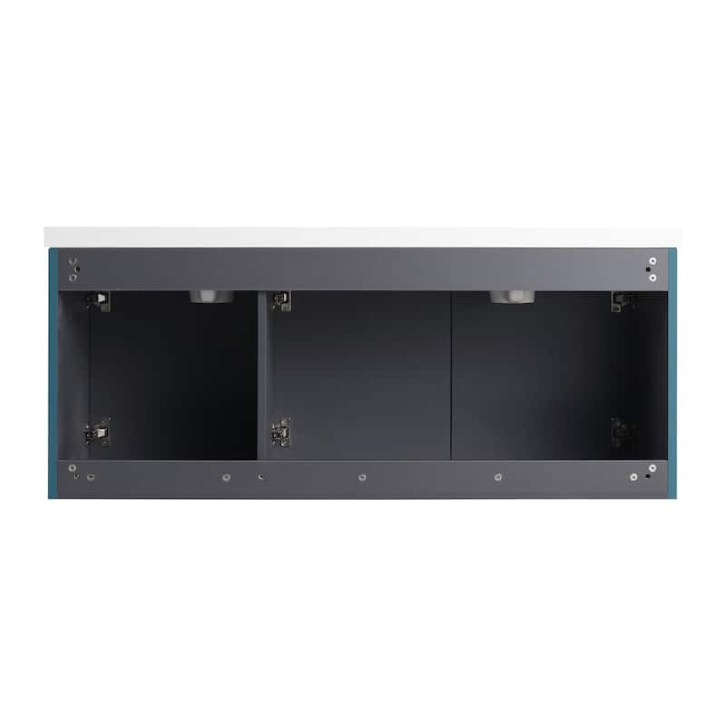 Wall Mounted Bathroom Vanity with Resin Double Sink