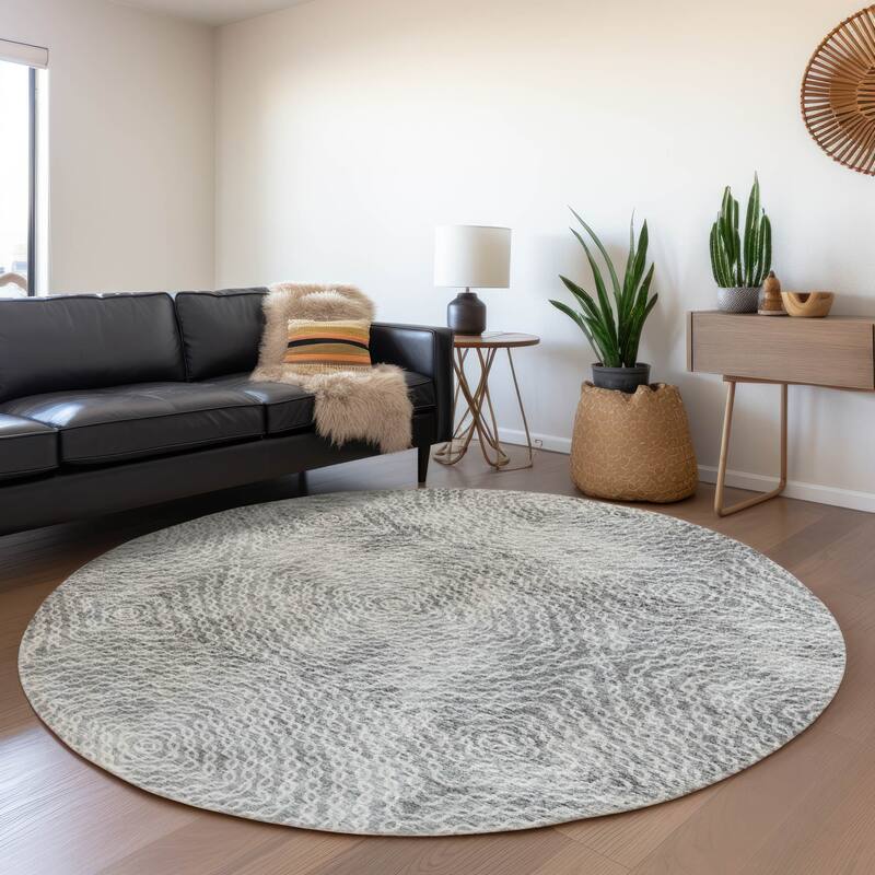 Premium Washable Super Soft Modern Mirage Mayfield Rug - Grey - 8' x 8' - Round