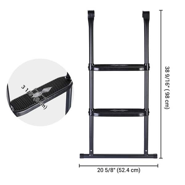 dimension image slide 0 of 2, Yescom Universal 3 Step Trampoline Ladder with Wide Skid-Proof Steps Fit 15 FT or Larger Trampolines Kid Outdoor