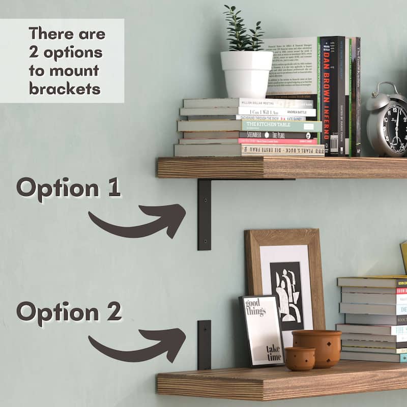 Wallniture Cervo 60-72-84 inch Long, Floating Wood Wall Shelf with Heavy Duty Brackets for Home Decor, Storage and Organization