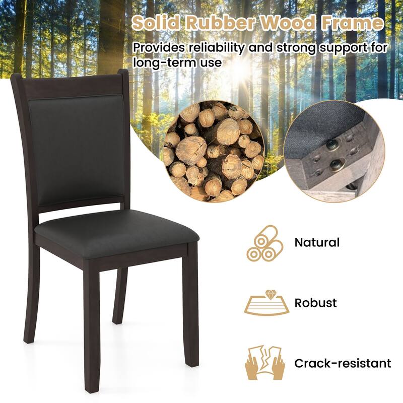 Gymax Faux Leather Upholstered Dining Chairs Set of 2 w/ Padded Seat