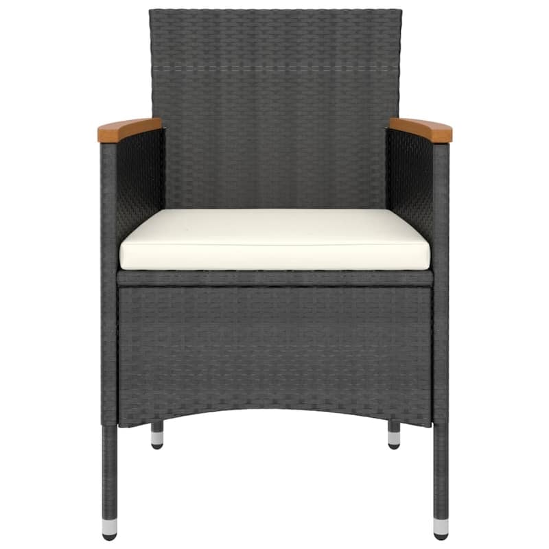 vidaXL Garden Dining Set Black, Cream White Poly Rattan Medium - 31.5 x 31.5 x 29.5