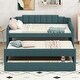 preview thumbnail 2 of 11, Twin Size Upholstered Daybed Bed Frame with Pull-out Trundle Bed and 3 Storage Drawers, Box Spring Not Required, Green