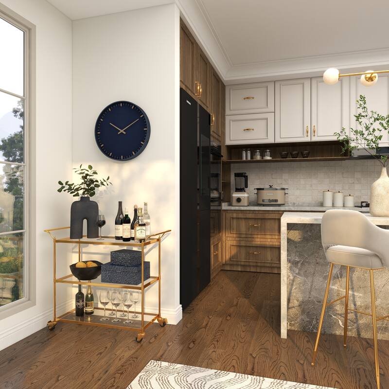 Dark Blue Glass Contemporary Wall Clock 20 x 20 x 3 - 20 x 3 x 20