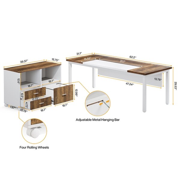 COUNTRY FURNITURE ATLANTA デスク Atlanta Ridge Solid Wood L-Shaped Desk - Countryside Amish Furniture