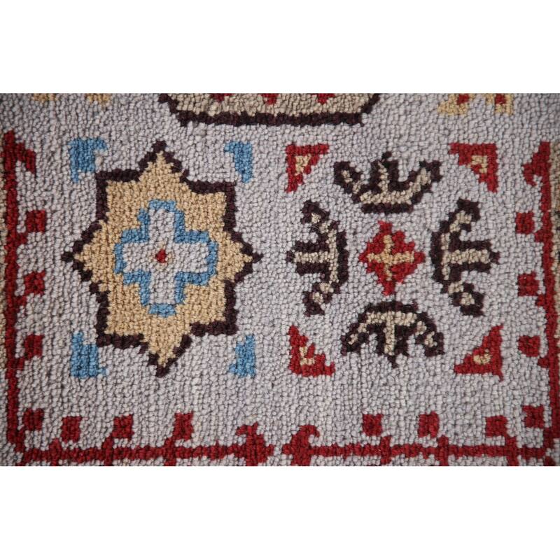 Geometric Kazak Indian Runner Rug Handmade Wool Carpet - 2'6"x 7'11"