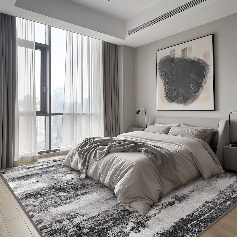 Mcow Modern Abstract Dark Soft Polyester Area Rug