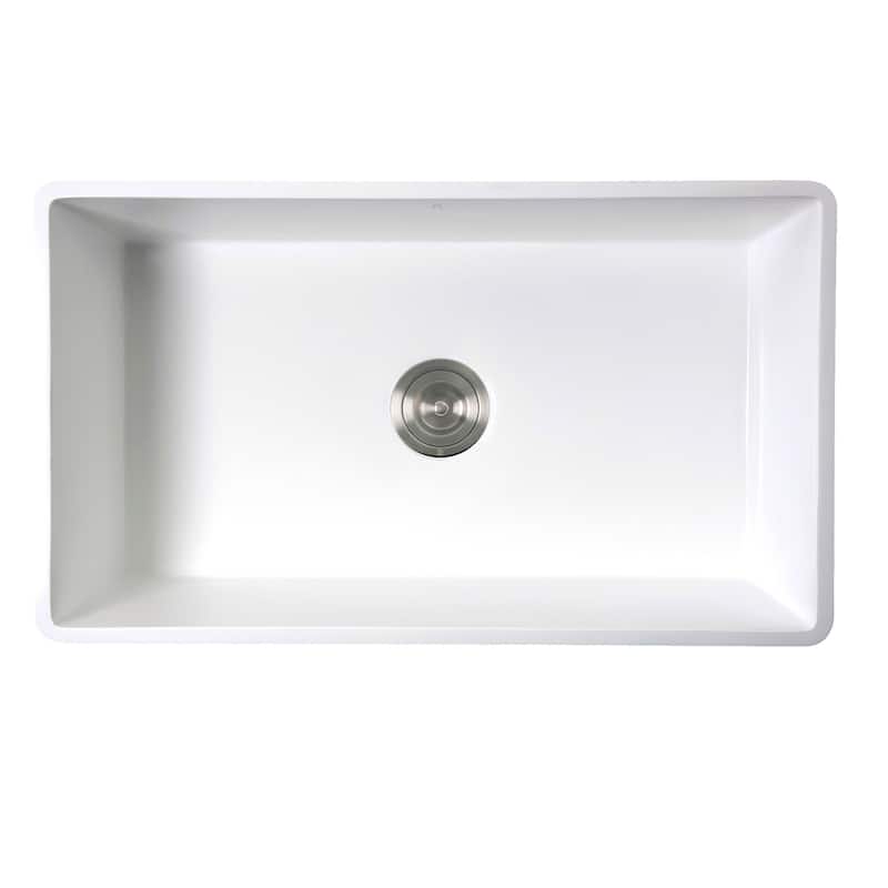 Highpoint Collection 33-inch Matte Stone Farmhouse Sink with Accessories