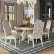 preview thumbnail 4 of 11, Caelum Farmhouse White Fabric Upholstered 7-Piece Round Dining Set By The Gray Barn