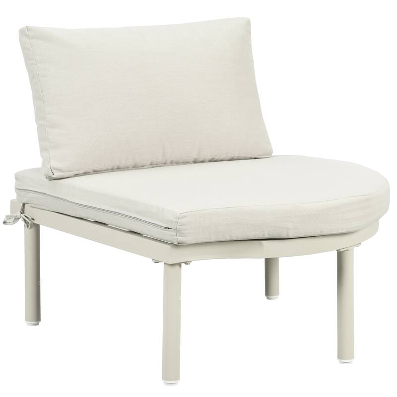 8-Piece Patio Sofa Furniture Set, Half Moon Sectional Sofa with 2 High-Low Coffee Tables, 6 Pillows & Cushions