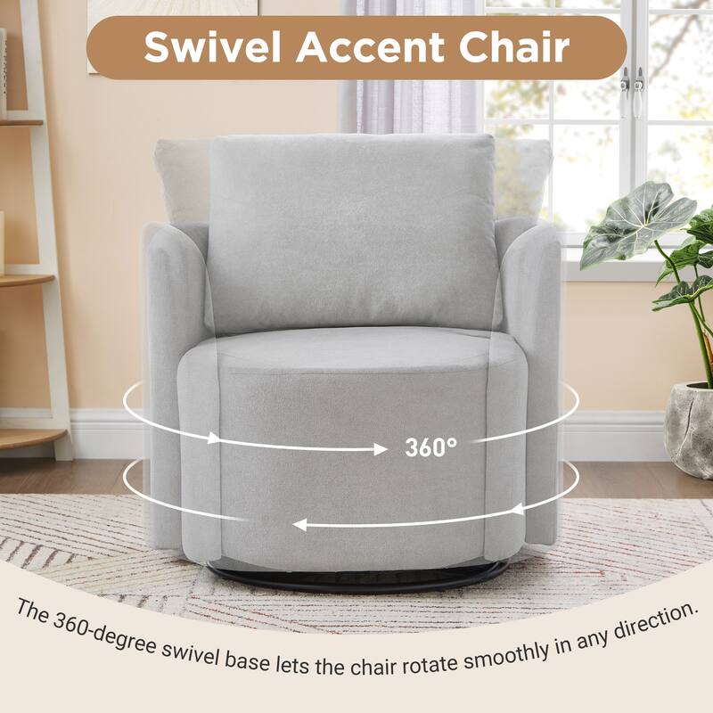 Swivel Chair for Living Room, 29.9" Accent Armchair with Removable Backrest Upholstered Swivel Sofa Chair for Office