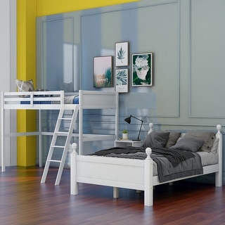 Twin over Full Loft Bed with Cabinet, White - Bed Bath & Beyond - 37064081
