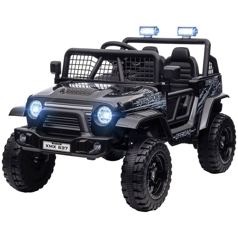 12V Dual Motor Kids Ride-On Car with Remote Control, Music, and Suspension