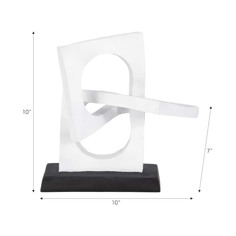 Sagebrook Home 10" Polyresin Links Sculpture in White and Black With Volcano Texture - 10" x 7" x 10"