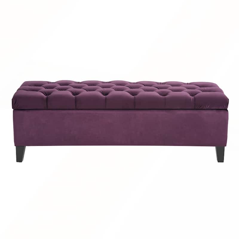 Button-Tufted Storage Ottoman with Diamond Stitching for Modern Living and Extra Seating
