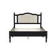 preview thumbnail 14 of 18, Walnut Platform Bed with Rattan Headboard for a Modern Bedroom Look