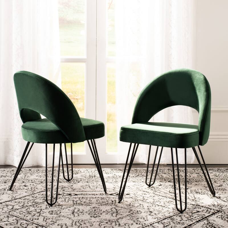 SAFAVIEH Jora Velvet Retro Navy Side Chair (Set of 2)