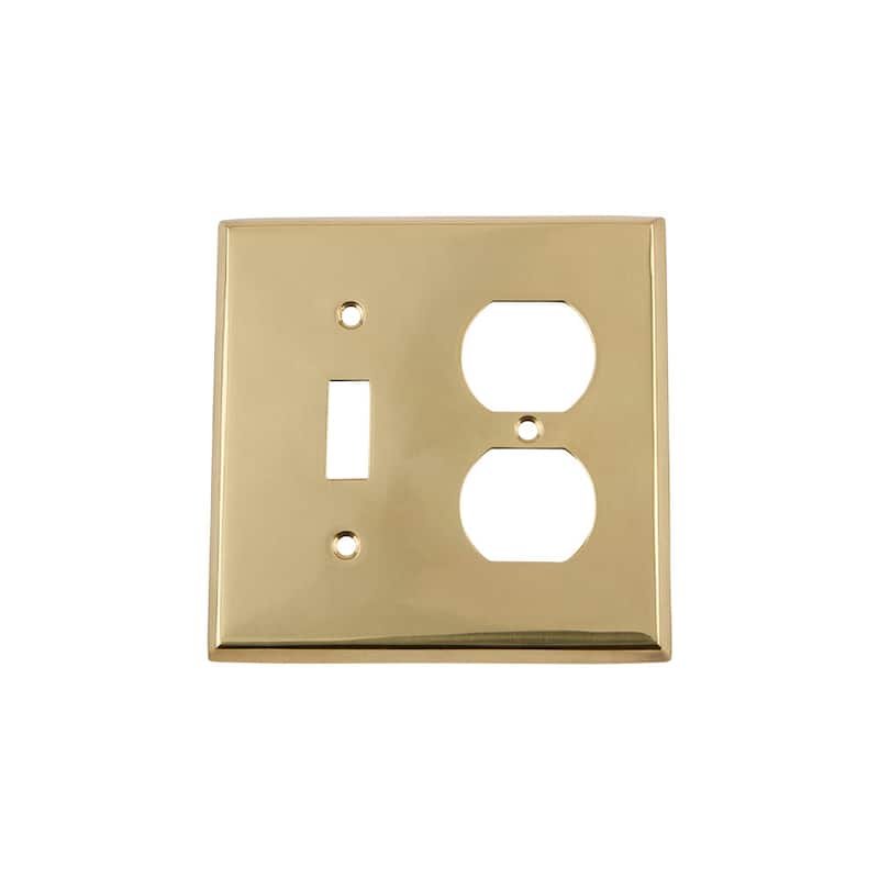 Nostalgic Warehouse NYK_SWPLT_TD New York Single Switch and Single - Unlacquered Brass
