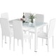 preview thumbnail 20 of 22, Grondin Modern Style 7-Piece Dining Room Table Set with Tempered Glass Tabletop and 6 PU Leather Upholstered Chairs
