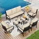 preview thumbnail 32 of 66, MAISON ARTS 5/7/9-Seat Patio Conversation Set, Outdoor Sofa Set with Single Sofa Chairs, 3-Seater Sofa, Ottoman and Coffee Table 7-Piece - Set 2