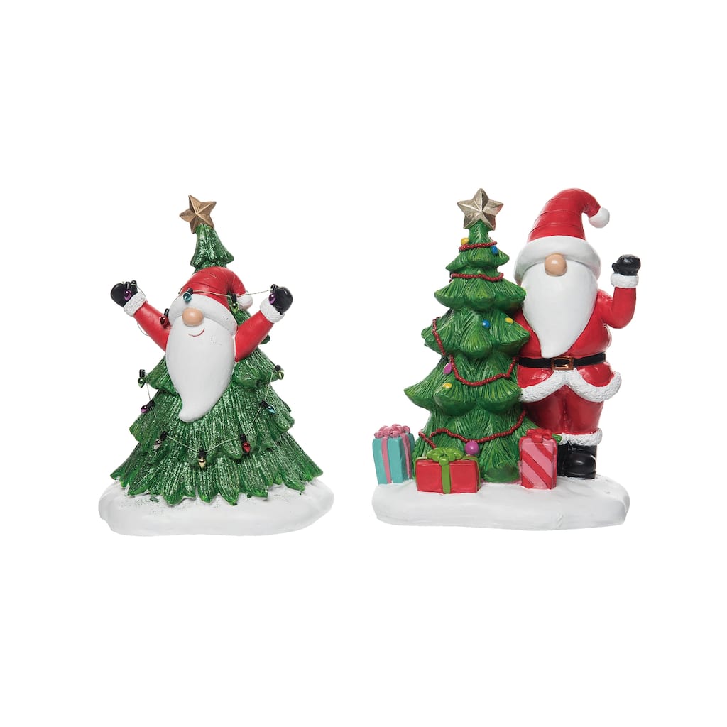 Transpac Resin Gnome Decorating Tree Figurine Set of 2 Christmas Home Decorations